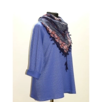 Poszerzana tunika z modnym rękawem typu raglan - kobaltowa